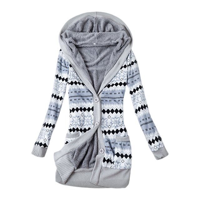 Fashnice Ladies Cardigan Sweater Long Sleeve Outwear Fleece Coat Soft Work Jacket Blue M