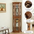 thumbnail image 6 of CQSXDA Lighted Corner Display Curio Cabinet with Tempered Glass Door Oak, 6 of 17