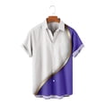 thumbnail image 5 of DeHolifer Men Shirt Short Sleeve Lapel Button Color Block Casual Shirt Loose Casual Fashion Blouse Tops Purple 3XL, 5 of 7