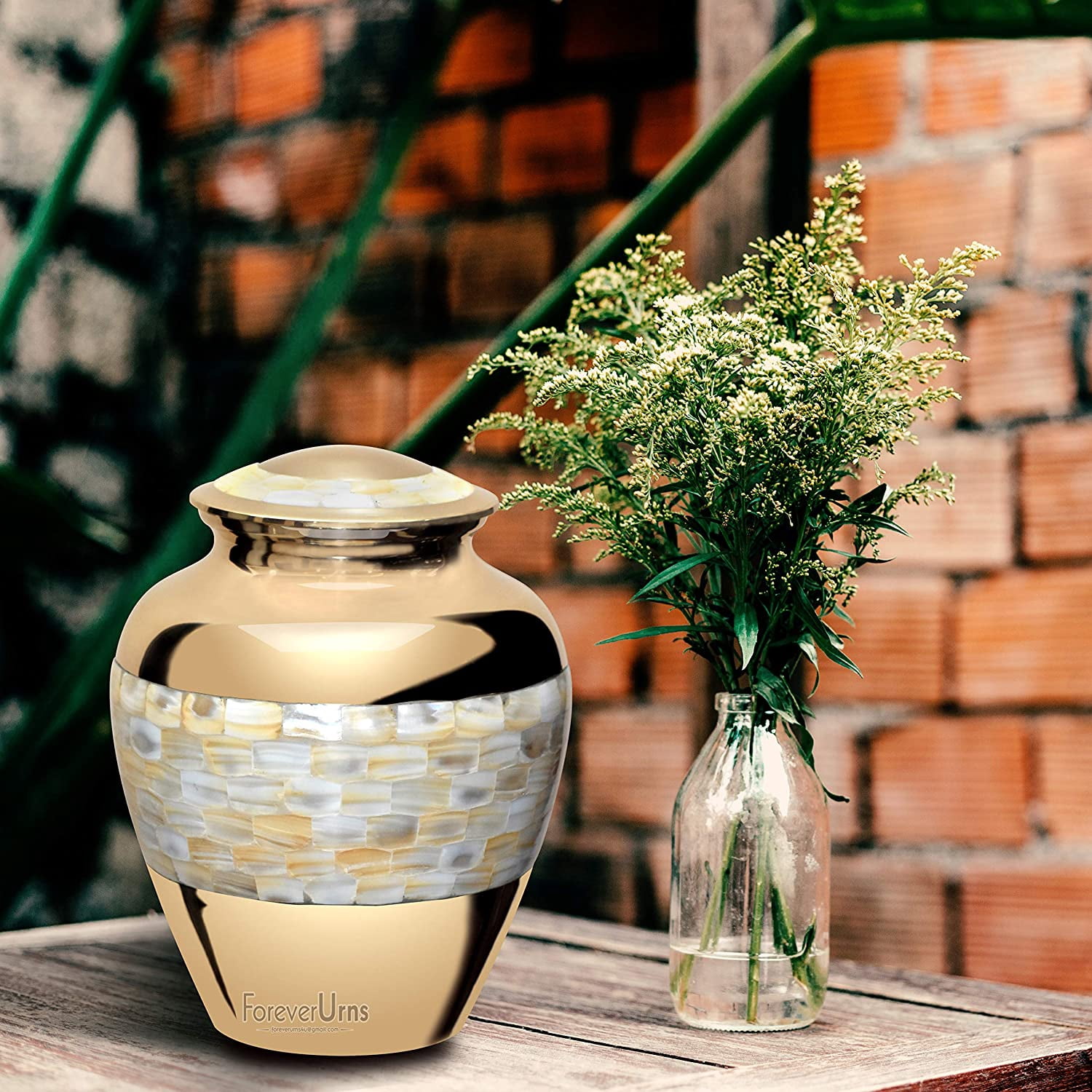 Personalized Urns for Human Ashes, Customized MOP Adult Cremation Urn, Adult Urn with Velvet Bag.