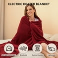 thumbnail image 2 of SUNNY HEAT Electric Heated Blanket, Polar Fleece, Full Size, Machine Washable, Dark Red, 72'' x 84'', 2 of 6