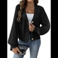 thumbnail image 1 of Suéteres Tipo Cárdigan para Mujer, Otoño 2025, con Frente Abierto, Botones Extragrandes, Cuello en V, Prendas de Punto Suaves y Sueltas. Negro XL, 1 of 8