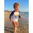 thumbnail image 4 of BemeyourBBs Toddler Baby Boys 2 Pieces Swimsuit Set Infant Boy Bathing Suit Long Sleeve Rash Guard Tropical Tree Print Shirt Tops with Swimming Trunks Shorts Set Kids Summer Swimwear Beachwear, 4 of 9