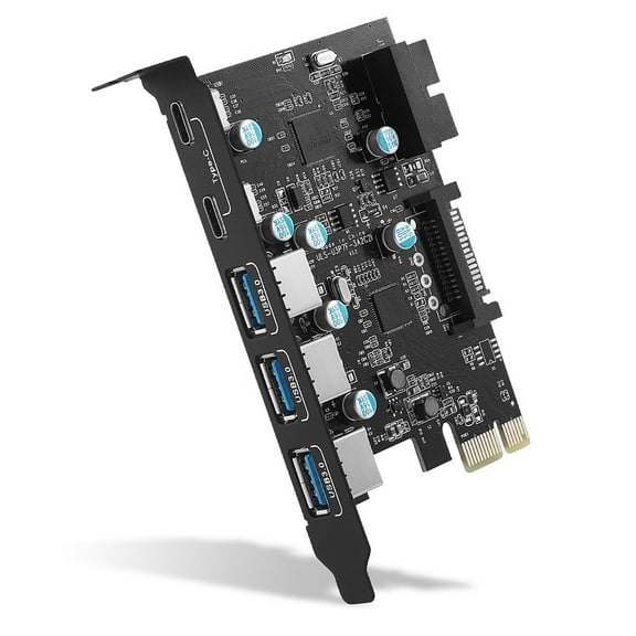 YEELIYA PCI-E to Type C (2),Type A (3) USB 3.0 5-Port PCI Express Expansion Card  Expanding 2 USB 3.0 Ports with Internal 19-Pin Connector for Window 7/8/10/XP/Vista