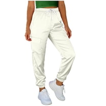 BUIGTTKLOP Satin Cargo Pants for Women Drawstring Elastic Waist Jogger Pants Cinch Bottom Athletic Trousers