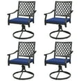 thumbnail image 1 of Gymax Lot de 4 Chaises de Salle à Manger Pivotantes pour Patio, Bascule à Treillis, Accoudoirs Coussinés, Bleu Marine, 1 of 6
