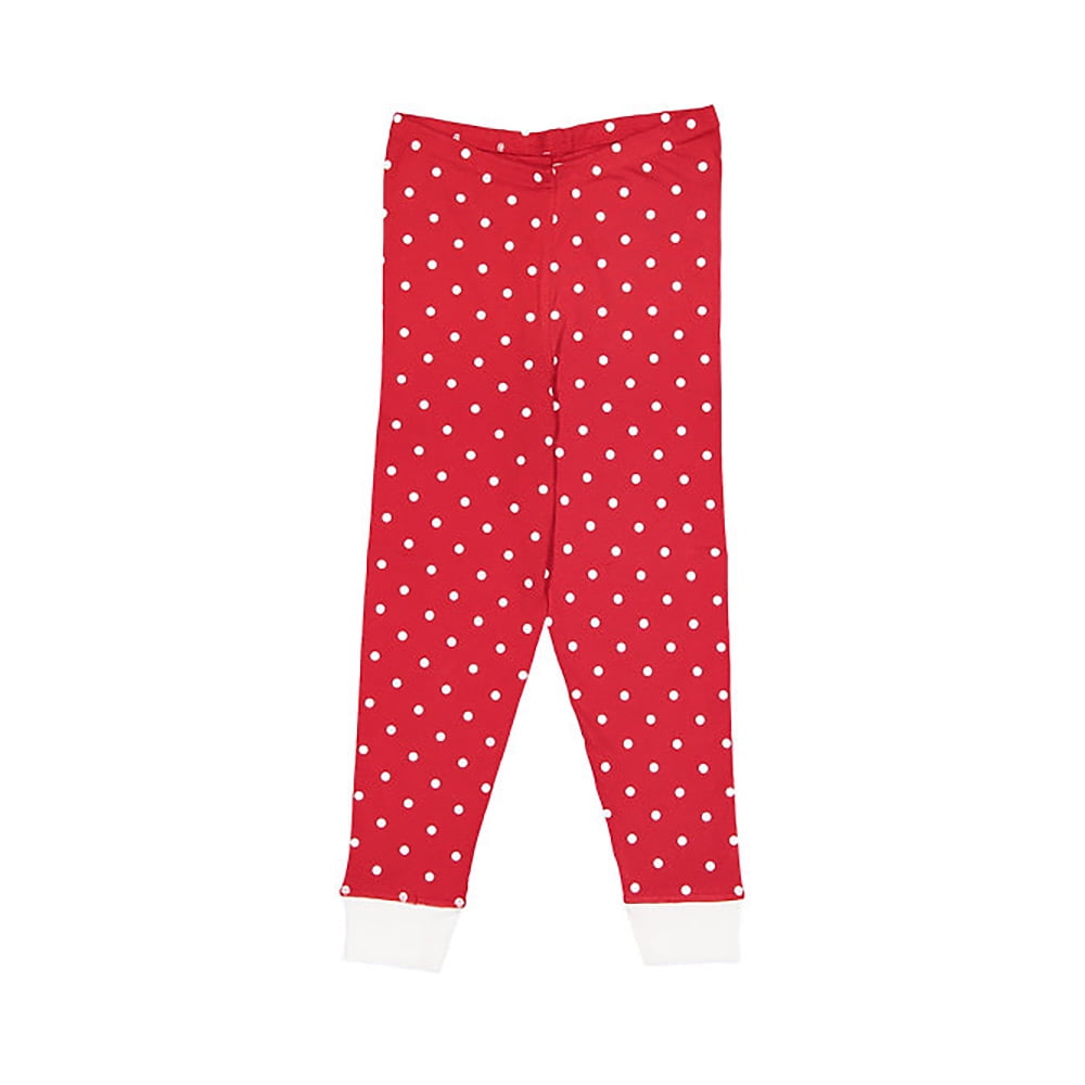 Lat Apparel 612Z Girl's Baby Rib Pajama Bottom, RedWhite Dot/White, 0