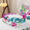 thumbnail image 5 of jejeloiu Tropical Flamingo Floral Zipper Twin Comforter Sets with Fitted Sheet and 2 Pillowcases Kids,Green Monstera Leaf Zipper Bedding Set For Girls,Reversible,4 Pieces, 5 of 7