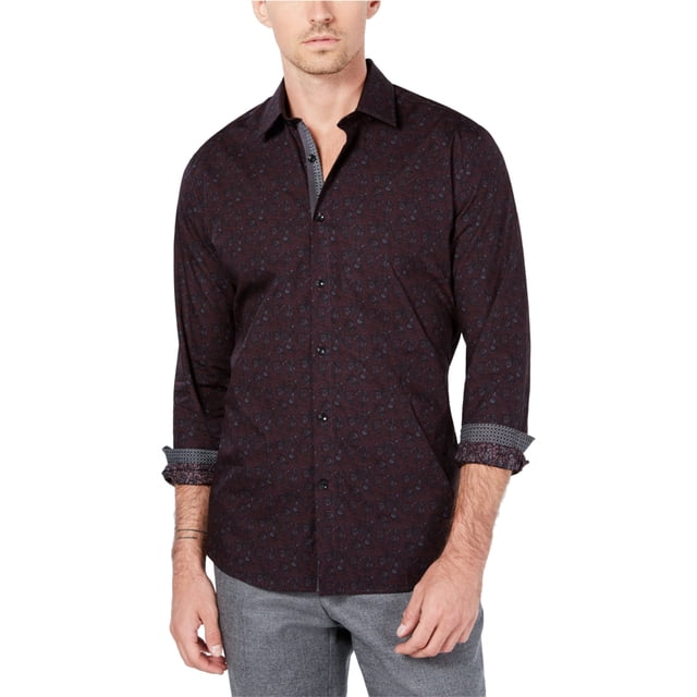 Camisa Abotonada Ryan Seacrest Floral Tejida Hombre Rojo XXL