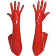 thumbnail image 4 of Nuevas mujeres brillantes de cuero de imitación Unisex negro guantes largos hombres látex fetiche charol dedos completos codo guante accesorios de disfraces, 4 of 5