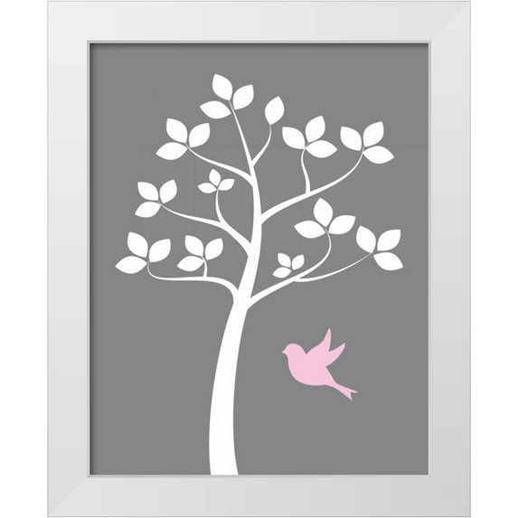 Robinson, Tamara 20x24 White Modern Wood Framed Museum Art Print Titled - Girl Bird Tree
