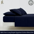 thumbnail image 2 of PRATYUX Split Queen 7-PC Bed Sheet Set (4-Pillowcases) 400-Thread Count 100% Egyptian Cotton Soft Breathable, 18" Deep Pockets - Navy Blue, 2 of 7