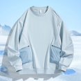 thumbnail image 2 of LIUJUNSHOP Mens Cotton Sweatshirt Men's Patchwork Pocket Round Neck Long Sleeve Casual Tops Hoodless Sweatshirt, 2 of 4