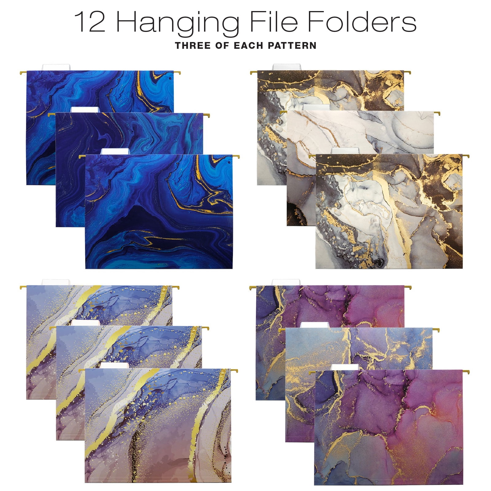 Global Printed Products Marble 1/3 Cut Hanging Folder, Multicolor