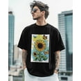 thumbnail image 4 of Men's T-Shirt Sunflower Butterfly Leaves Vintage Blue Short Sleeve Casual Tee Classic Crew Neck T-Shirt for Men, 3XL, 4 of 7