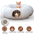 thumbnail image 2 of TeqHome Collapsible Circle Cat Tunnel Bed with Interactive Hanging Ball Central Soft Mat for Indoor Small Cats Rabbits Puppies Grey, 2 of 11
