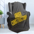 thumbnail image 4 of Architecture Soft Flannel Fleece Blanket, Under Construction Lettering Warning Sign on a Greyscale Background, Cozy Plush for Indoor and Outdoor Use, 50" x 60", Dark Grey and Yellow, by Ambesonne, 4 of 5