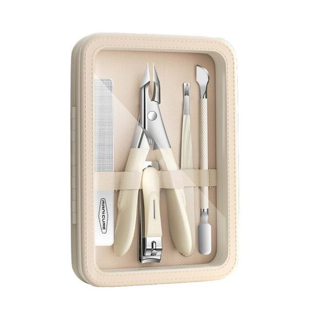 Cortauñas ergonómico de acero inoxidable fino con mango antideslizante y corte de precisión sin costuras, adecuado para uñas gruesas y duras (5 amarillos)