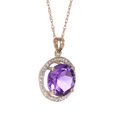thumbnail image 4 of Galaxy Gold 14K Solid Rose Gold 24" Necklace with Natural Diamonds and a Victorian-Style Purple Amethyst Drop, 14"-24" Sizes, February Birthstone, Symbol of Serenity, 4 of 7