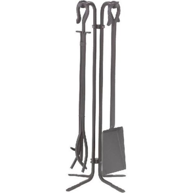 Ensemble d'Outils de Cheminée en Fer Forgé, Fer Naturel - 5 Pcs