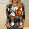 thumbnail image 2 of Jamicy Women's Sweatshirts Fall Season Pumpkin Maple Leaf Print Tshirt for Women Thanksgiving Tops Autumn Thankful 3/4 Sleeve Graphic Tees, 2 of 5