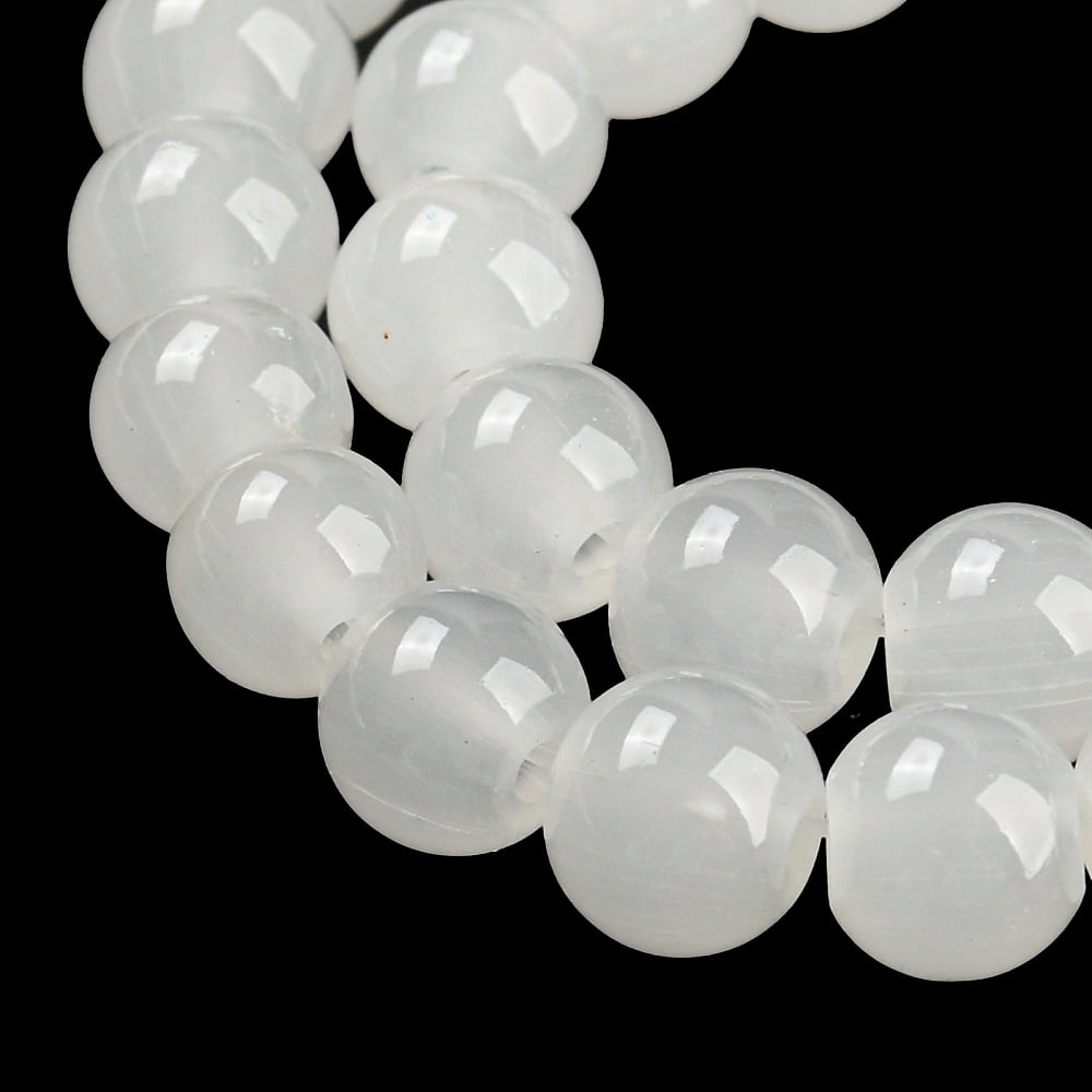 20strands Baking Painted Imitation Glass Round Bead Strands White 6.5mm Hole: 1.5mm about 135~140pcs/strand 31.8 inch