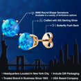 thumbnail image 2 of Gem Stone King 18K Yellow Gold Plated Silver Blue Simulated Opal Stud Earrings for Women Men (0.60 Cttw, Gemstone October Birthstone, Round Cabochon 6MM), 2 of 6