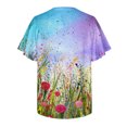 thumbnail image 5 of Camiseta de manga corta suelta con cuello en V y estampado informal a la moda de verano para mujer Pompotops hkajfhjk471240, 5 of 5