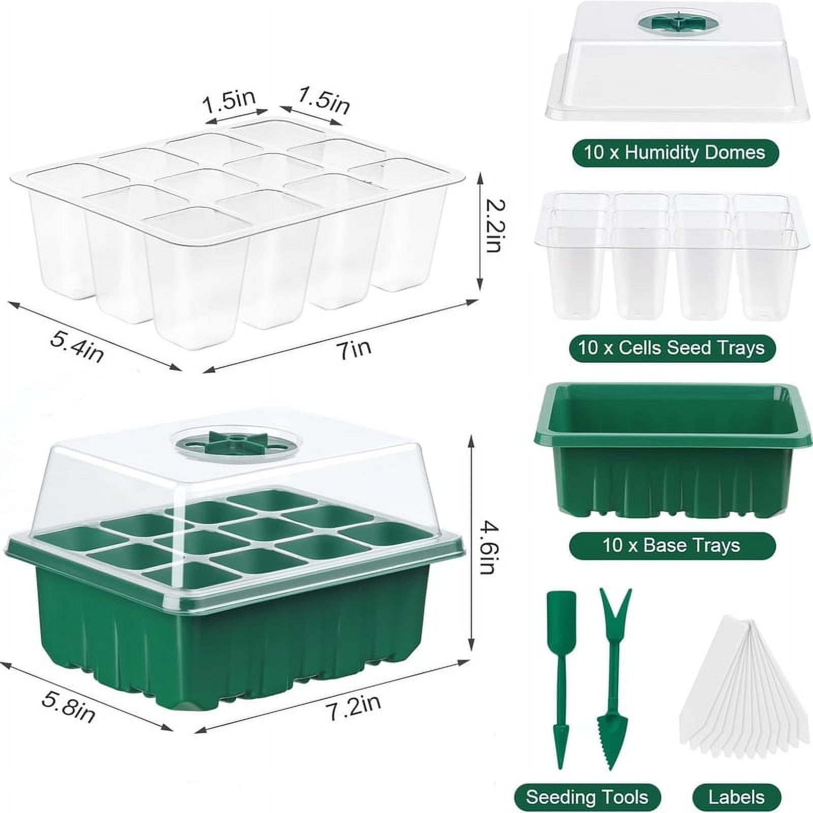 10Pcs Seed Starter Tray Mini Greenhouse Germination Kit with Humidity Dome Plant Seedling Growing Tray with Base Propagation Kit