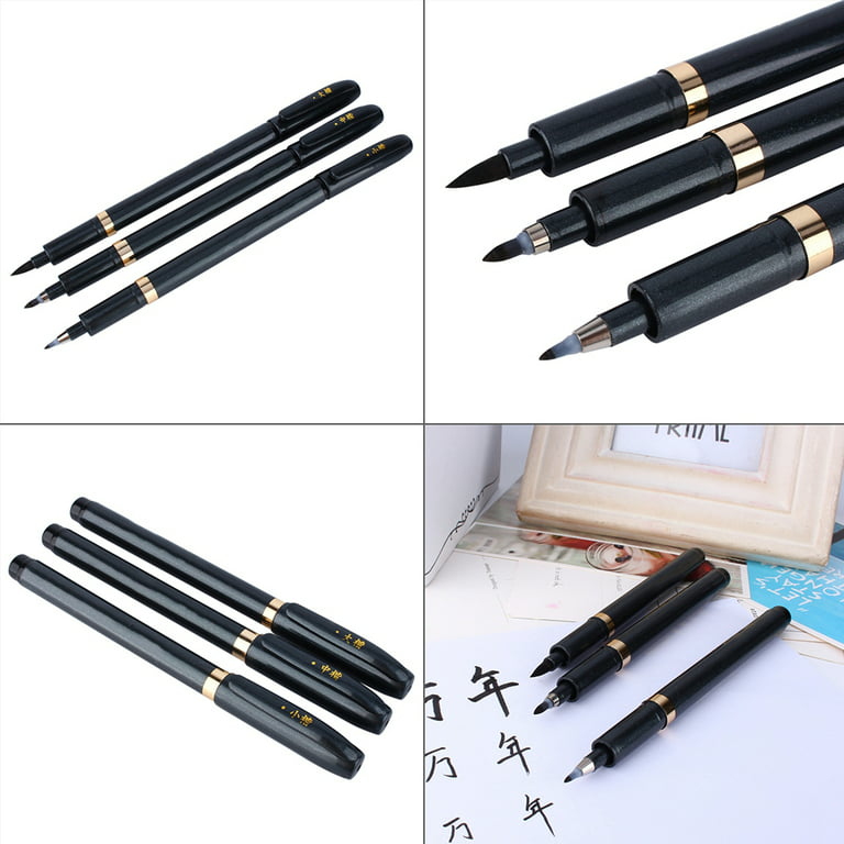 SHILIJIA 1/3 pcs Double Head Hand Lettering Pens Chinese Calligraphy Brush  Pens Set Signature Pen Art Markers Black Ink 4 Size for Beginners Writing  Drawing V8Z0 