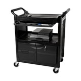 Rubbermaid Commercial Utility Cart With Locking Doors, Two-Shelf, 33 ...