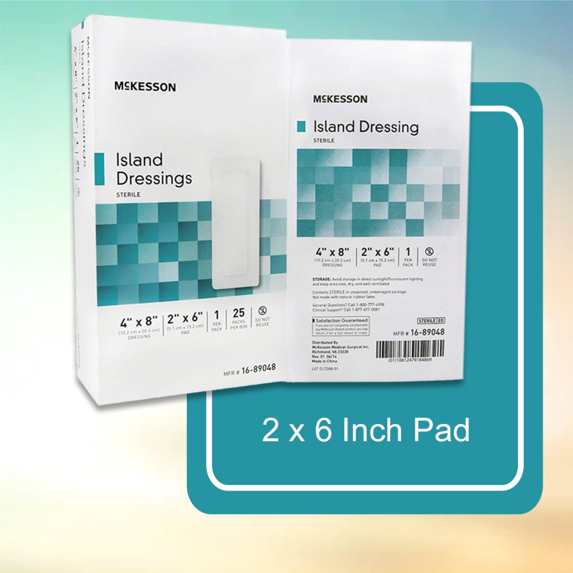 McKesson Island Dressing, Non-Adherent Gauze Pad for Wound Care, 4 in x 8 in, 25 Count, 4 Packs, 100 Total