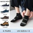thumbnail image 6 of Yeblues 6 pairs Ankle Socks Men Breathable, Athletic Low Cut Ankle Socks with Arch Support for Running Hiking Cycling (Size 6-13 Black), 6 of 6