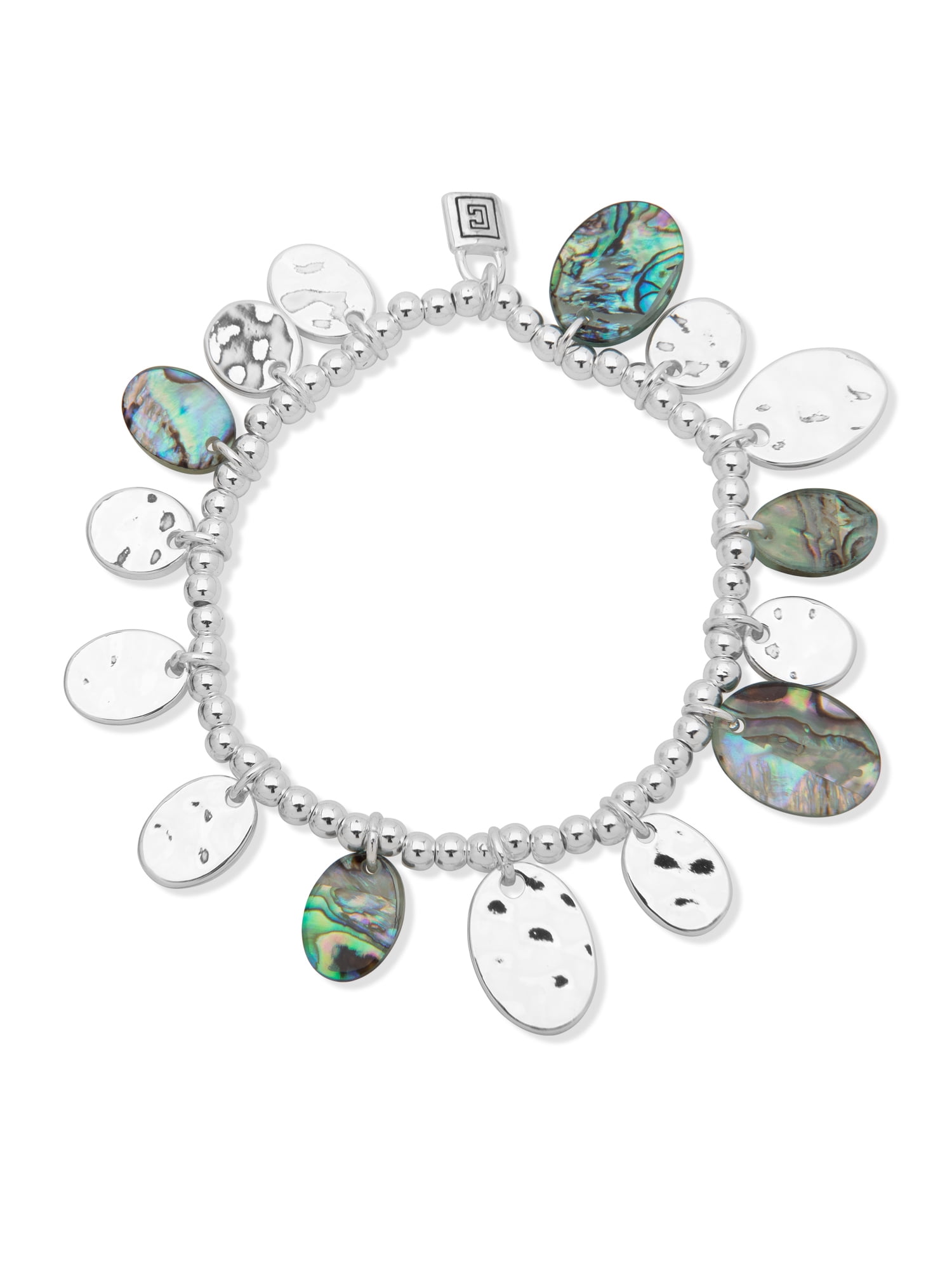 Chaps Womens Silver Tone Abalone Stretch Bracelet
