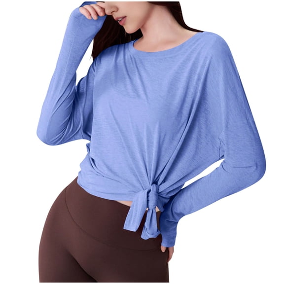 Fashion Plus Size Shirts for Womens Fall Casual Solid Color Round Neck Long Sleeve Shirt Top