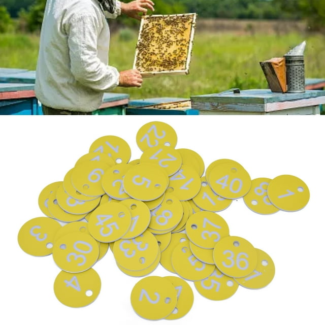 Étiquettes Rondes Numérotées en ABS pour Ruche C50 Pcs avec Trou Fournitures d'Apiculture pour Bétail