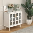 thumbnail image 4 of CBJCBJ 31.4" Accent Cabinet with 2 Lattice Glass Door and Adjustable Shelves, Sideboard Cabinets, White, 4 of 11