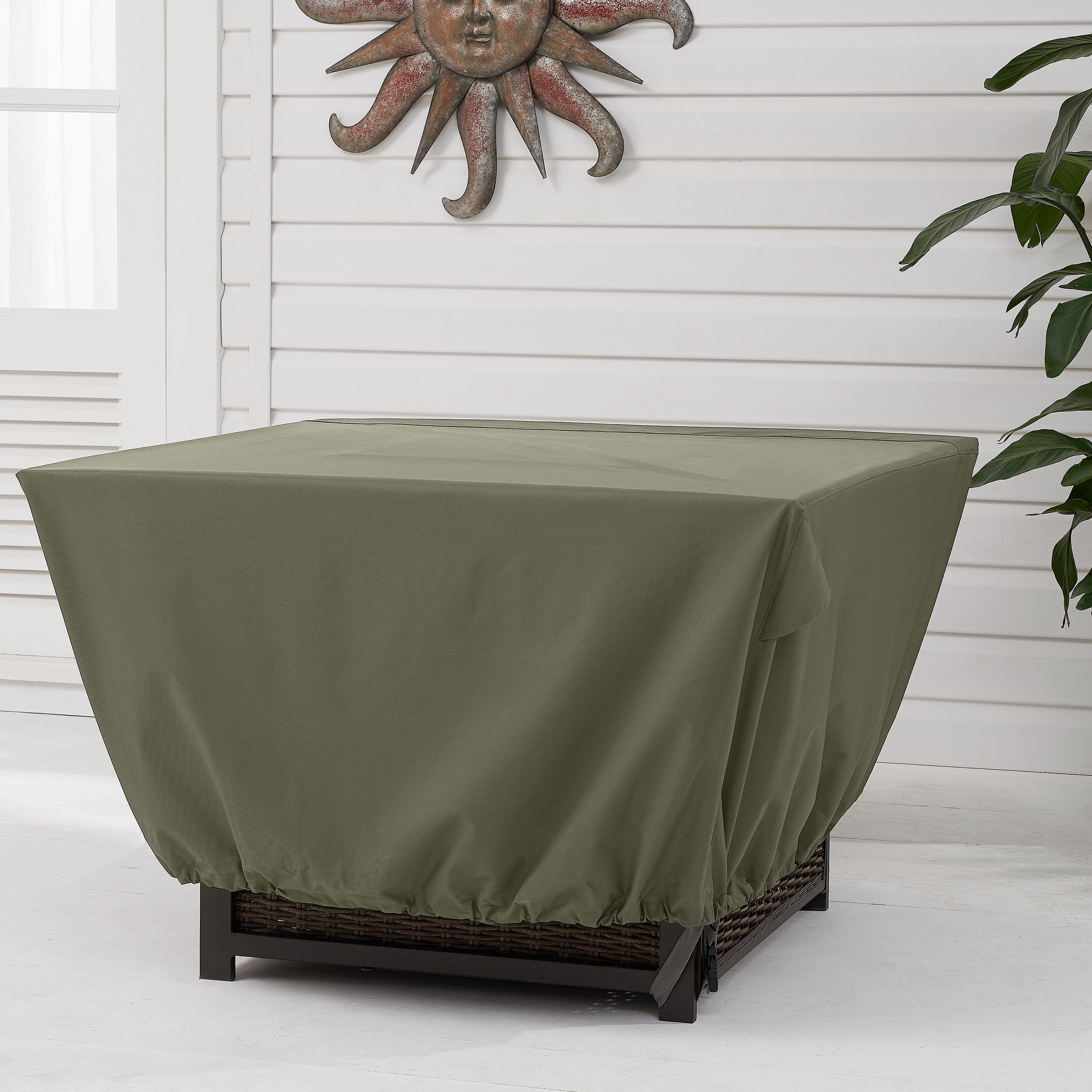 Mainstays Sandell 40 Inch Square Outdoor Fire Pit Table Cover in Gray, Medium
