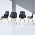thumbnail image 6 of Dining Chairs Set of 4 Mid-Century Modern Dinning Chairs, Upholstered Dining Accent Chairs Living Room Bedroom Kitchen Outdoor Lounge Chair, PU Leather Cushion, Wood Legs with Anti-Slip, Black, 6 of 9