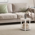 thumbnail image 2 of Furinno Turn-N-Tube Toolless Assembly Side Table, 2-Tier White Round End Table with Open Shelf, Night Stand, Bedside Table, for Living Room, Bedroom, Light Marble, 2 of 5