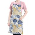 thumbnail image 5 of Pioneer Flower Floral Print Pattern Apron-Garden Aprons for Women with Pockets-Cotton Linen Waterproof Kitchen Cooking Gardening Aprons Adjustable for Kitchen,Cooking,BBQ and Salon 33x27 Inch, 5 of 7