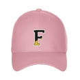 thumbnail image 2 of Daxton Two Tone Initial Letters Numbers Structured Baseball Hat, Pink Hat, Letter F, 2 of 3