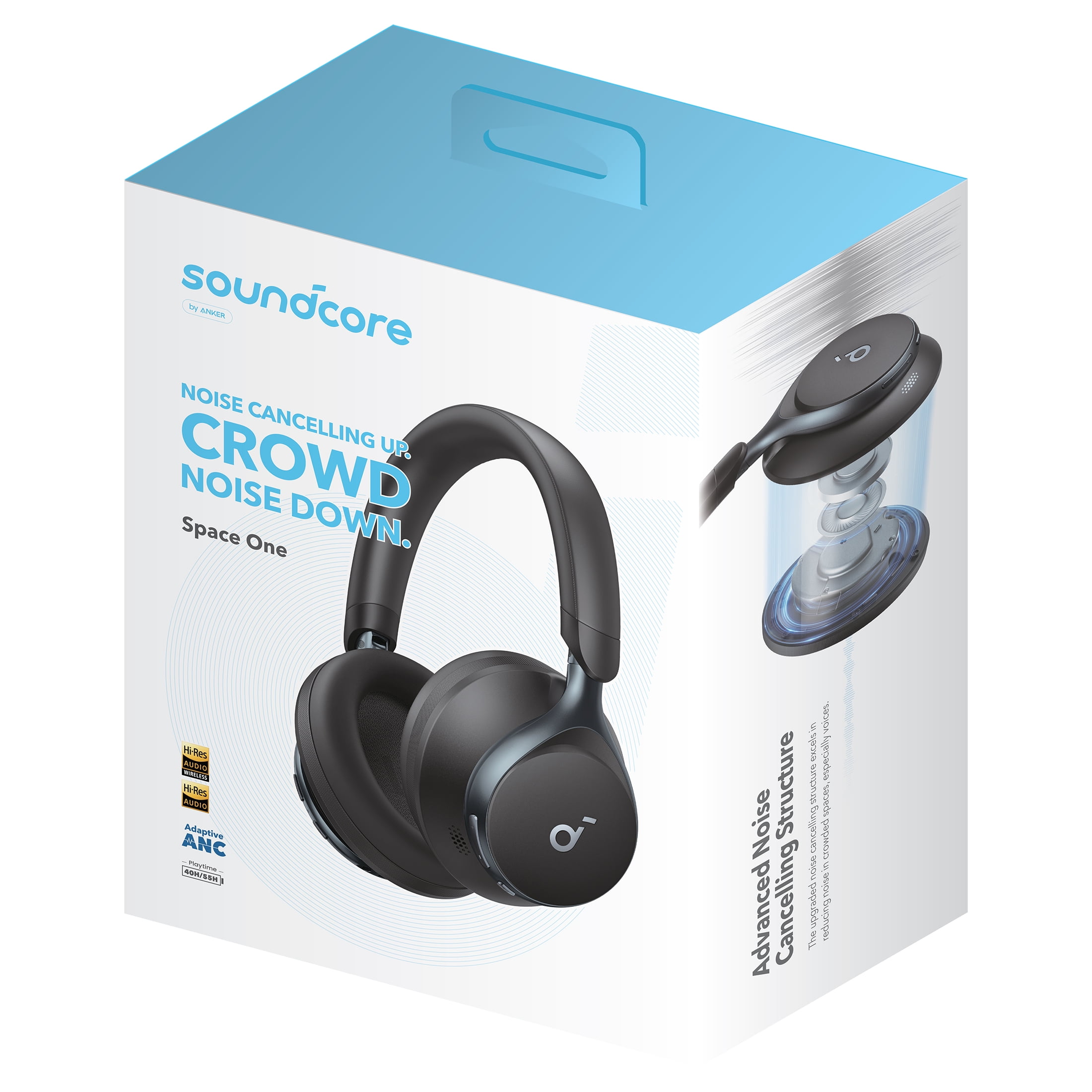 soundcore By Anker- Space One Bluetooth Over-Ear Headphones, AANC 