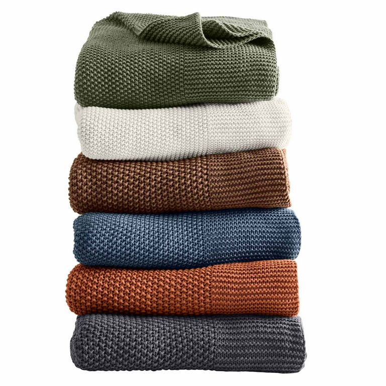 Better Homes and Gardens Chunky Knit Charcoal Throw Cotton Blend 50 x60