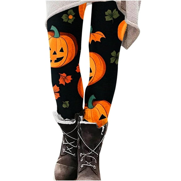 Byworldtasic Legging Pants for Women Halloween Printed Casual Holiday Tights Elastic Waist Workout Soft Stretchy Yoga Pant
