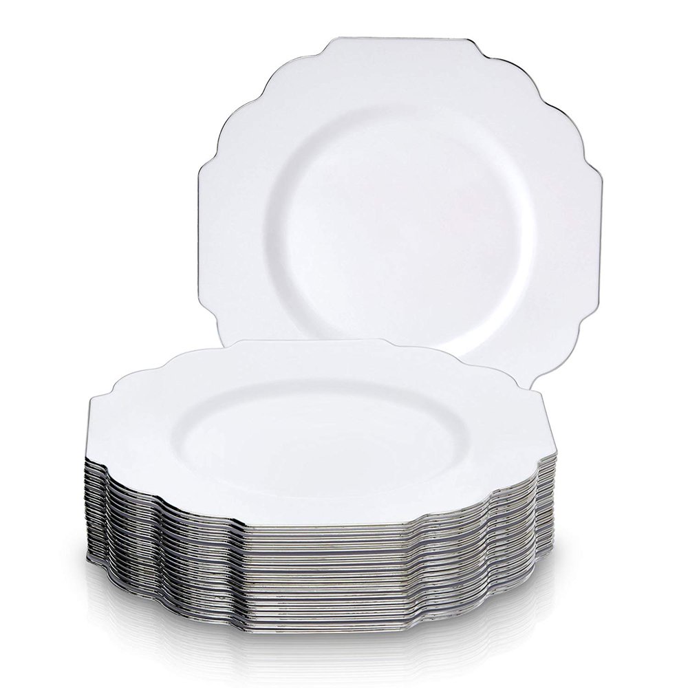 Disposable Plastic Plates Set 20 Side Plates for Upscale Wedding