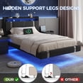 thumbnail image 5 of IDEALSOUL Twin Size Floating Bed Frame with Upholstered Storage Headboard, Metal Platform Bed with Charging Station & LED,No Box Spring Needed,Easy to Assemble (Twin,Black), 5 of 10