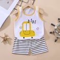 thumbnail image 2 of TOWED22 2pcs Infant Toddler Boy Summer Outfits Sleeveless Tank Tee + Colorful Print Elastic Waist Shorts Clothing Set(Light Gray,18-24 M), 2 of 4