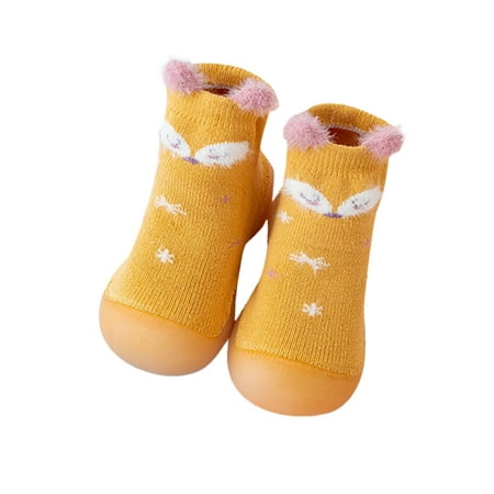 

Shoes For Girls Animal Cartoon Warmthe Floor Non Slip Baby Sneakers Orange 6 Months-12 Months