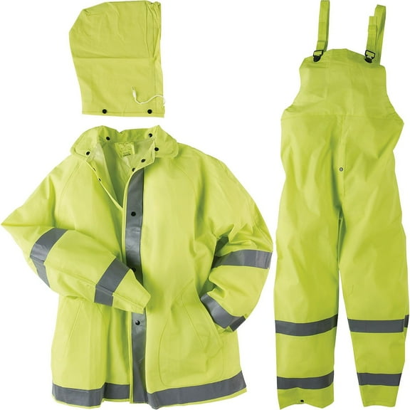 Neese Econo-Viz 3-piece Rain Suit with Reflective Tape Hi-Viz Lime Large (1820S LG LIME)